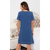 image:imageWiWi Viscose from Bamboo Nightgowns for Women Short Sleeve Sleep Shirt V Neck Nightgown Plus Size Sleepwear S4XAprussian Blue