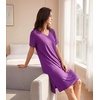 image:imageWiWi Viscose from Bamboo Nightgowns for Women Short Sleeve Sleep Shirt V Neck Nightgown Plus Size Sleepwear S4XApurple