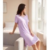 image:imageWiWi Viscose from Bamboo Nightgowns for Women Short Sleeve Sleep Shirt V Neck Nightgown Plus Size Sleepwear S4XAtaro Purple