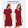 image:imageWiWi Viscose from Bamboo Nightgowns for Women Short Sleeve Sleep Shirt V Neck Nightgown Plus Size Sleepwear S4XAwine Red