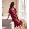 image:imageWiWi Viscose from Bamboo Nightgowns for Women Short Sleeve Sleep Shirt V Neck Nightgown Plus Size Sleepwear S4XAwine Red