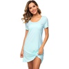 image:imageWiWi Viscose from Bamboo Nightgowns for Women Short Sleeve Sleep Shirt V Neck Nightgown Plus Size Sleepwear S4XBaqua