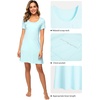 image:imageWiWi Viscose from Bamboo Nightgowns for Women Short Sleeve Sleep Shirt V Neck Nightgown Plus Size Sleepwear S4XBaqua