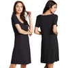 image:imageWiWi Viscose from Bamboo Nightgowns for Women Short Sleeve Sleep Shirt V Neck Nightgown Plus Size Sleepwear S4XBblack