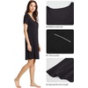 image:imageWiWi Viscose from Bamboo Nightgowns for Women Short Sleeve Sleep Shirt V Neck Nightgown Plus Size Sleepwear S4XBblack