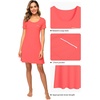 image:imageWiWi Viscose from Bamboo Nightgowns for Women Short Sleeve Sleep Shirt V Neck Nightgown Plus Size Sleepwear S4XBcoral