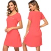 image:imageWiWi Viscose from Bamboo Nightgowns for Women Short Sleeve Sleep Shirt V Neck Nightgown Plus Size Sleepwear S4XBcoral