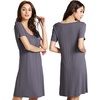 image:imageWiWi Viscose from Bamboo Nightgowns for Women Short Sleeve Sleep Shirt V Neck Nightgown Plus Size Sleepwear S4XBdark Grey