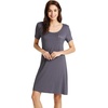 image:imageWiWi Viscose from Bamboo Nightgowns for Women Short Sleeve Sleep Shirt V Neck Nightgown Plus Size Sleepwear S4XBdark Grey
