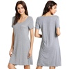 image:imageWiWi Viscose from Bamboo Nightgowns for Women Short Sleeve Sleep Shirt V Neck Nightgown Plus Size Sleepwear S4XBheather Grey