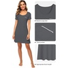 image:imageWiWi Viscose from Bamboo Nightgowns for Women Short Sleeve Sleep Shirt V Neck Nightgown Plus Size Sleepwear S4XBiron Grey