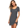 image:imageWiWi Viscose from Bamboo Nightgowns for Women Short Sleeve Sleep Shirt V Neck Nightgown Plus Size Sleepwear S4XBiron Grey
