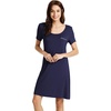 image:imageWiWi Viscose from Bamboo Nightgowns for Women Short Sleeve Sleep Shirt V Neck Nightgown Plus Size Sleepwear S4XBnavy