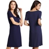 image:imageWiWi Viscose from Bamboo Nightgowns for Women Short Sleeve Sleep Shirt V Neck Nightgown Plus Size Sleepwear S4XBnavy