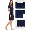 image:imageWiWi Viscose from Bamboo Nightgowns for Women Short Sleeve Sleep Shirt V Neck Nightgown Plus Size Sleepwear S4XBnavy