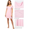 image:imageWiWi Viscose from Bamboo Nightgowns for Women Short Sleeve Sleep Shirt V Neck Nightgown Plus Size Sleepwear S4XBpink