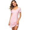 image:imageWiWi Viscose from Bamboo Nightgowns for Women Short Sleeve Sleep Shirt V Neck Nightgown Plus Size Sleepwear S4XBpink