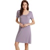 image:imageWiWi Viscose from Bamboo Nightgowns for Women Short Sleeve Sleep Shirt V Neck Nightgown Plus Size Sleepwear S4XBviolet