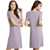 image:imageWiWi Viscose from Bamboo Nightgowns for Women Short Sleeve Sleep Shirt V Neck Nightgown Plus Size Sleepwear S4XBviolet