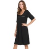 image:imageWiWi Viscose from Bamboo Nightgowns for Women Short Sleeve Sleep Shirt V Neck Nightgown Plus Size Sleepwear S4XCblack