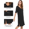 image:imageWiWi Viscose from Bamboo Nightgowns for Women Short Sleeve Sleep Shirt V Neck Nightgown Plus Size Sleepwear S4XCblack