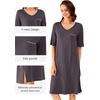 image:imageWiWi Viscose from Bamboo Nightgowns for Women Short Sleeve Sleep Shirt V Neck Nightgown Plus Size Sleepwear S4XCdark Grey