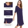 image:imageWiWi Viscose from Bamboo Nightgowns for Women Short Sleeve Sleep Shirt V Neck Nightgown Plus Size Sleepwear S4XCnavy