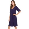 image:imageWiWi Viscose from Bamboo Nightgowns for Women Short Sleeve Sleep Shirt V Neck Nightgown Plus Size Sleepwear S4XCnavy