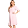 image:imageWiWi Viscose from Bamboo Nightgowns for Women Short Sleeve Sleep Shirt V Neck Nightgown Plus Size Sleepwear S4XCpink
