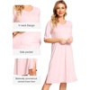 image:imageWiWi Viscose from Bamboo Nightgowns for Women Short Sleeve Sleep Shirt V Neck Nightgown Plus Size Sleepwear S4XCpink