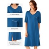 image:imageWiWi Viscose from Bamboo Nightgowns for Women Short Sleeve Sleep Shirt V Neck Nightgown Plus Size Sleepwear S4XCprussian Blue