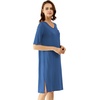 image:imageWiWi Viscose from Bamboo Nightgowns for Women Short Sleeve Sleep Shirt V Neck Nightgown Plus Size Sleepwear S4XCprussian Blue