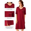 image:imageWiWi Viscose from Bamboo Nightgowns for Women Short Sleeve Sleep Shirt V Neck Nightgown Plus Size Sleepwear S4XCwine