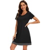 image:imageWiWi Viscose from Bamboo Nightgowns for Women Short Sleeve Sleep Shirt V Neck Nightgown Plus Size Sleepwear S4XDblack