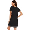 image:imageWiWi Viscose from Bamboo Nightgowns for Women Short Sleeve Sleep Shirt V Neck Nightgown Plus Size Sleepwear S4XDblack