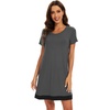 image:imageWiWi Viscose from Bamboo Nightgowns for Women Short Sleeve Sleep Shirt V Neck Nightgown Plus Size Sleepwear S4XDcharcoal