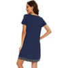 image:imageWiWi Viscose from Bamboo Nightgowns for Women Short Sleeve Sleep Shirt V Neck Nightgown Plus Size Sleepwear S4XDdark Blue