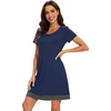 image:imageWiWi Viscose from Bamboo Nightgowns for Women Short Sleeve Sleep Shirt V Neck Nightgown Plus Size Sleepwear S4XDdark Blue