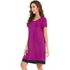 image:imageWiWi Viscose from Bamboo Nightgowns for Women Short Sleeve Sleep Shirt V Neck Nightgown Plus Size Sleepwear S4XDdark Reddish Purple