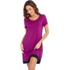 image:imageWiWi Viscose from Bamboo Nightgowns for Women Short Sleeve Sleep Shirt V Neck Nightgown Plus Size Sleepwear S4XDdark Reddish Purple