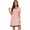 image:imageWiWi Viscose from Bamboo Nightgowns for Women Short Sleeve Sleep Shirt V Neck Nightgown Plus Size Sleepwear S4XDpeach Pink