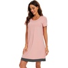 image:imageWiWi Viscose from Bamboo Nightgowns for Women Short Sleeve Sleep Shirt V Neck Nightgown Plus Size Sleepwear S4XDpeach Pink