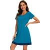 image:imageWiWi Viscose from Bamboo Nightgowns for Women Short Sleeve Sleep Shirt V Neck Nightgown Plus Size Sleepwear S4XDteal Blue