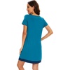 image:imageWiWi Viscose from Bamboo Nightgowns for Women Short Sleeve Sleep Shirt V Neck Nightgown Plus Size Sleepwear S4XDteal Blue