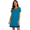 image:imageWiWi Viscose from Bamboo Nightgowns for Women Short Sleeve Sleep Shirt V Neck Nightgown Plus Size Sleepwear S4XDteal Blue