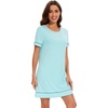 image:imageWiWi Viscose from Bamboo Nightgowns for Women Short Sleeve Sleep Shirt V Neck Nightgown Plus Size Sleepwear S4XEaqua
