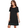 image:imageWiWi Viscose from Bamboo Nightgowns for Women Short Sleeve Sleep Shirt V Neck Nightgown Plus Size Sleepwear S4XEblack