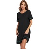 image:imageWiWi Viscose from Bamboo Nightgowns for Women Short Sleeve Sleep Shirt V Neck Nightgown Plus Size Sleepwear S4XEblack