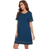 image:imageWiWi Viscose from Bamboo Nightgowns for Women Short Sleeve Sleep Shirt V Neck Nightgown Plus Size Sleepwear S4XEink Blue
