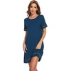 image:imageWiWi Viscose from Bamboo Nightgowns for Women Short Sleeve Sleep Shirt V Neck Nightgown Plus Size Sleepwear S4XEink Blue